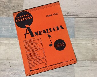 Andalucia Vintage Piano Sheet Music, Ernesto Lecuona