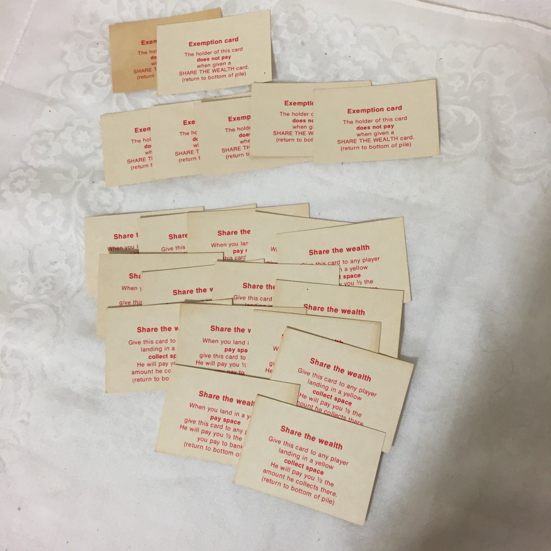 Game of Life Board Game Share the Wealth and Exemption Cards, Replacements 1977 Etsy