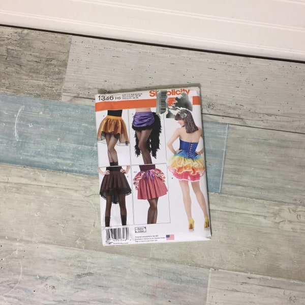 Simplicity Costume Sewing Pattern 1346, Skirts and Bustles, Sz 6-14, Uncut, Maid Saloon Girl, Cosplay