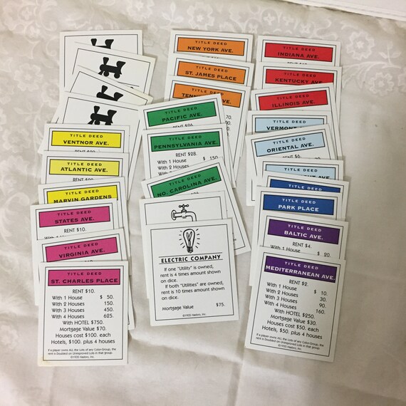 MONOPOLY Game Property Deed Card Replacement Pieces Parts Pick One Your Choice 