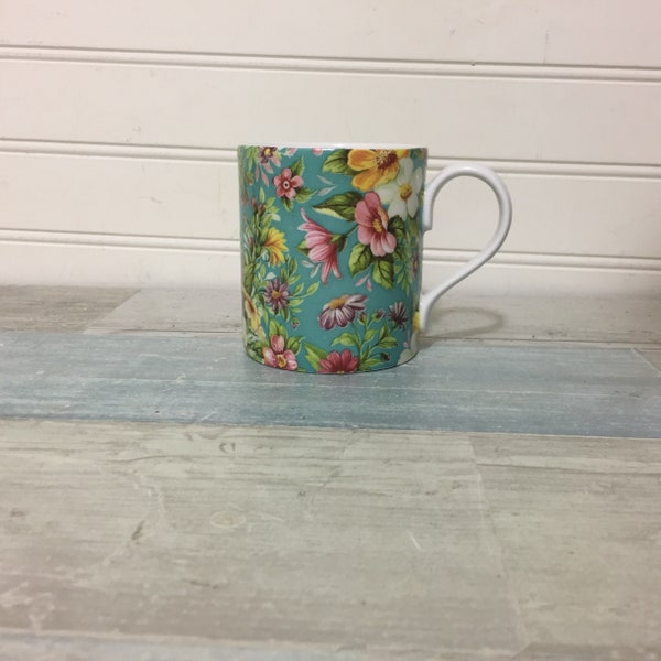 Bethany Bone China Floral Coffee Cup Staffordshire England 8 oz Mug