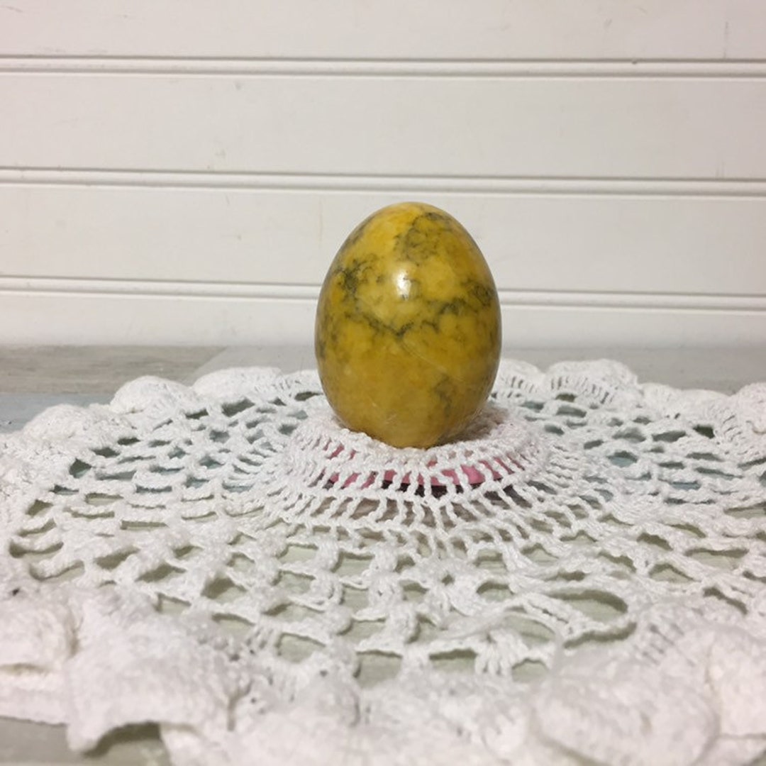 Vintage Yellow Marble Egg - Etsy