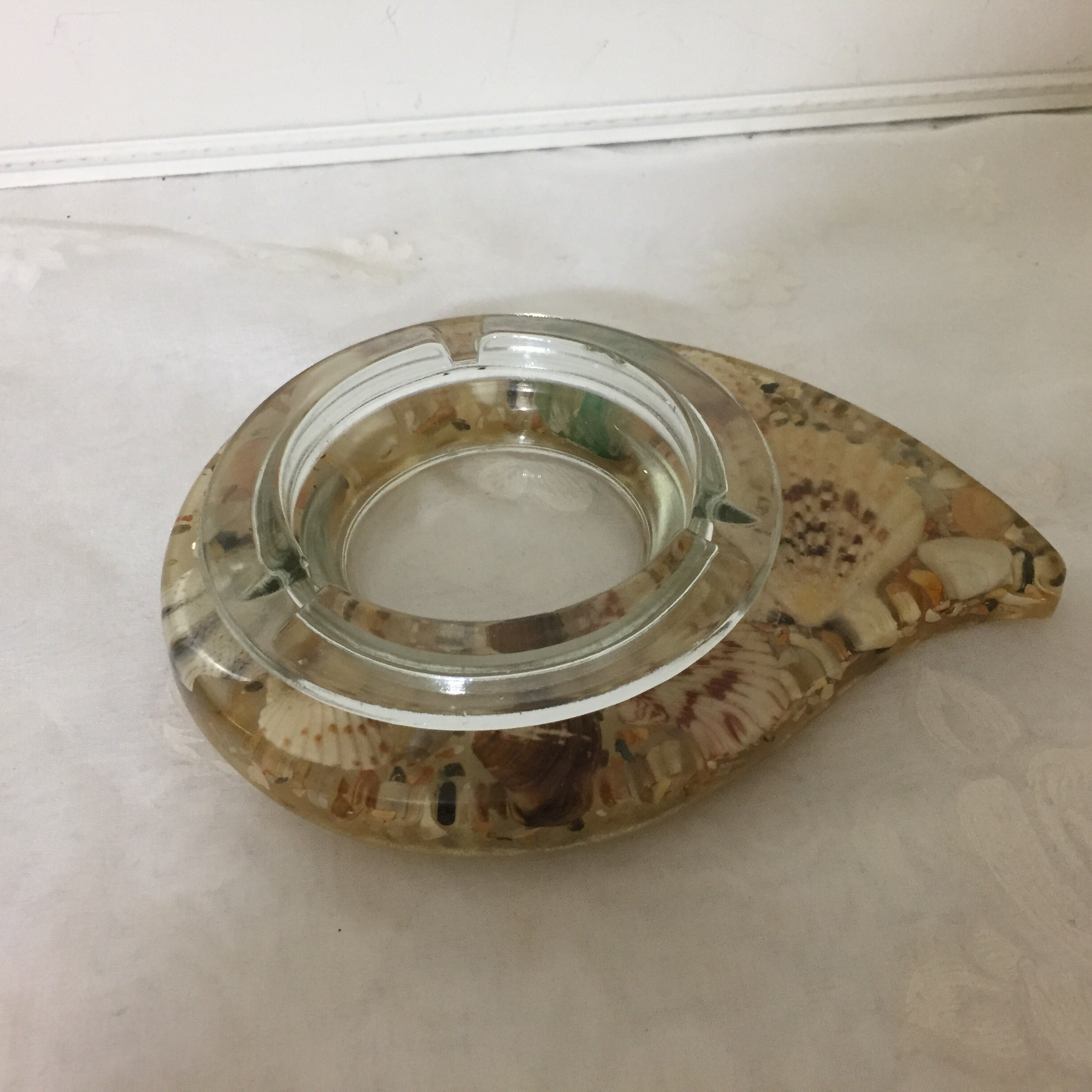 Vtg Acrylic Seashell Ashtray Resin Shells Beach Nautical Etsy