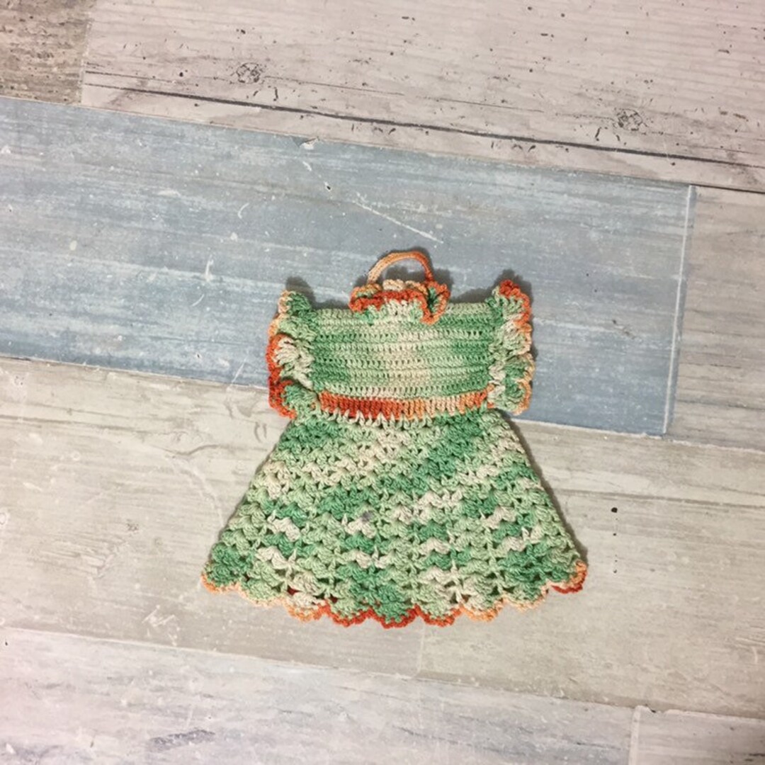Doily Doll Dress With Hanger for Display, Green Orange, Prairie ...
