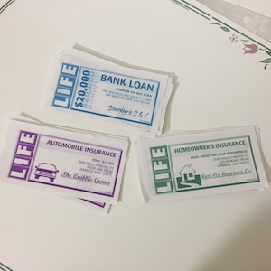 Game of Life Auto Homeowner's Insurance Bank Loans, Replacement Parts, Pieces 1999