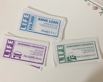 Game of Life Auto Homeowner's Insurance Bank Loans, Replacement Parts, Pieces 1999