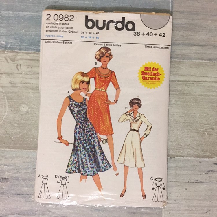 Vintage Burda Sewing Pattern 2 0982, Uncut, 1960s -1970s