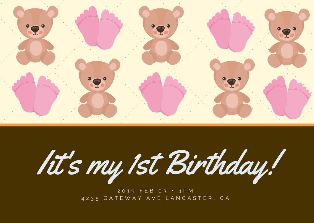 1st Birthday Card Printable - Etsy