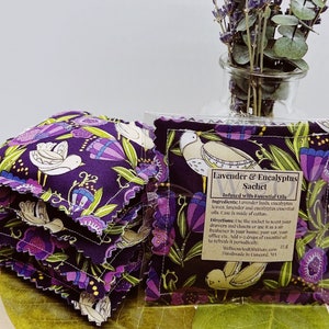 Handmade Lavender Eucalyptus Sachet infused with Essential Oils -  Pansy Posies Amethyst