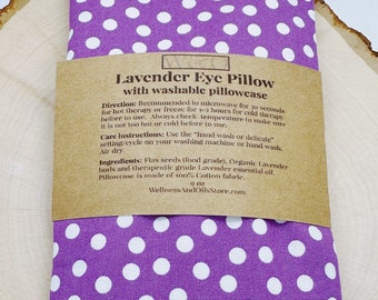 Almohada para ojos con peso natural hecha a mano de lavanda para yoga, alivio del dolor de cabeza, funda lavable, lunares