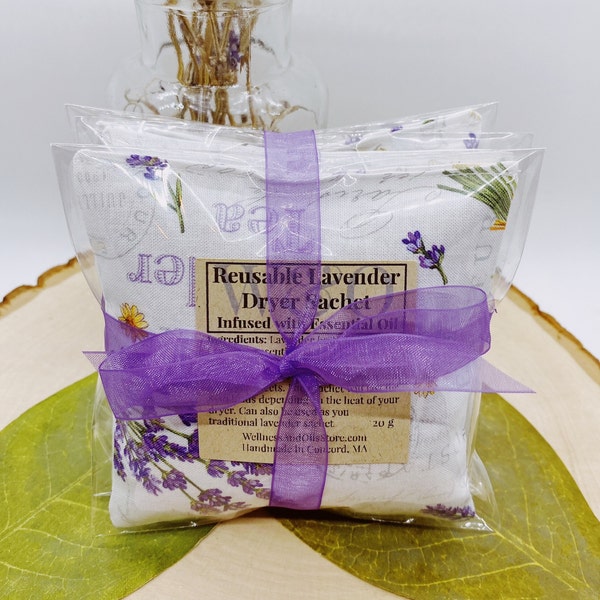 Lavender Dryer Sachets  Set of 3  Reusable Lavender Sachet Bags  Eco Friendly Laundry   Aromatherapy