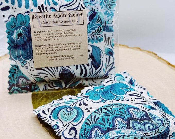 Handmade Natural Breathe Again Sachet Lavender Eucalyptus Lemon