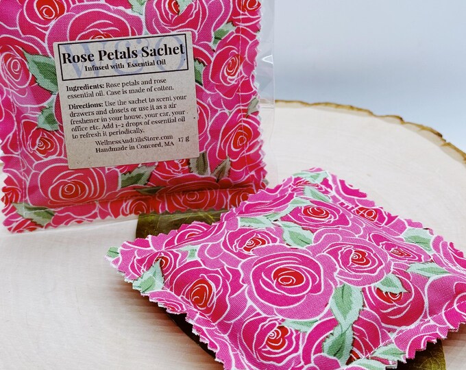 Handmade Rose Petals Sachet: Essential Oil-Infused Natural Deodorizer for Closets, Drawers & Gifts
