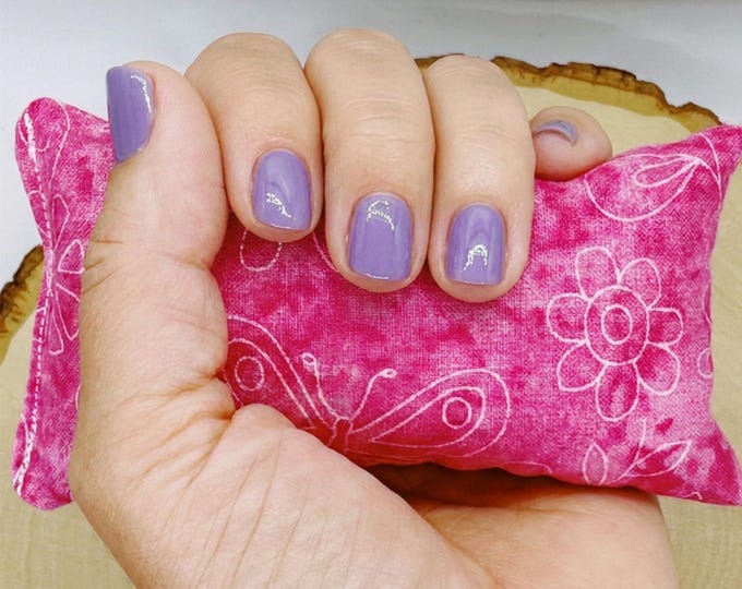 Lavender Calm Pillow, Stress Relief Aromatherapy, Hand Pillow, Pink Butterflies