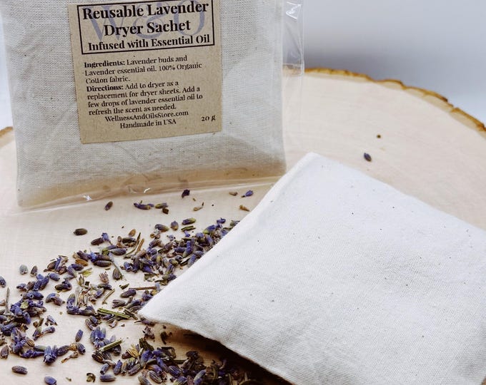 Lavender Dryer Sachet: Reusable Organic Cotton Aromatherapy Bag