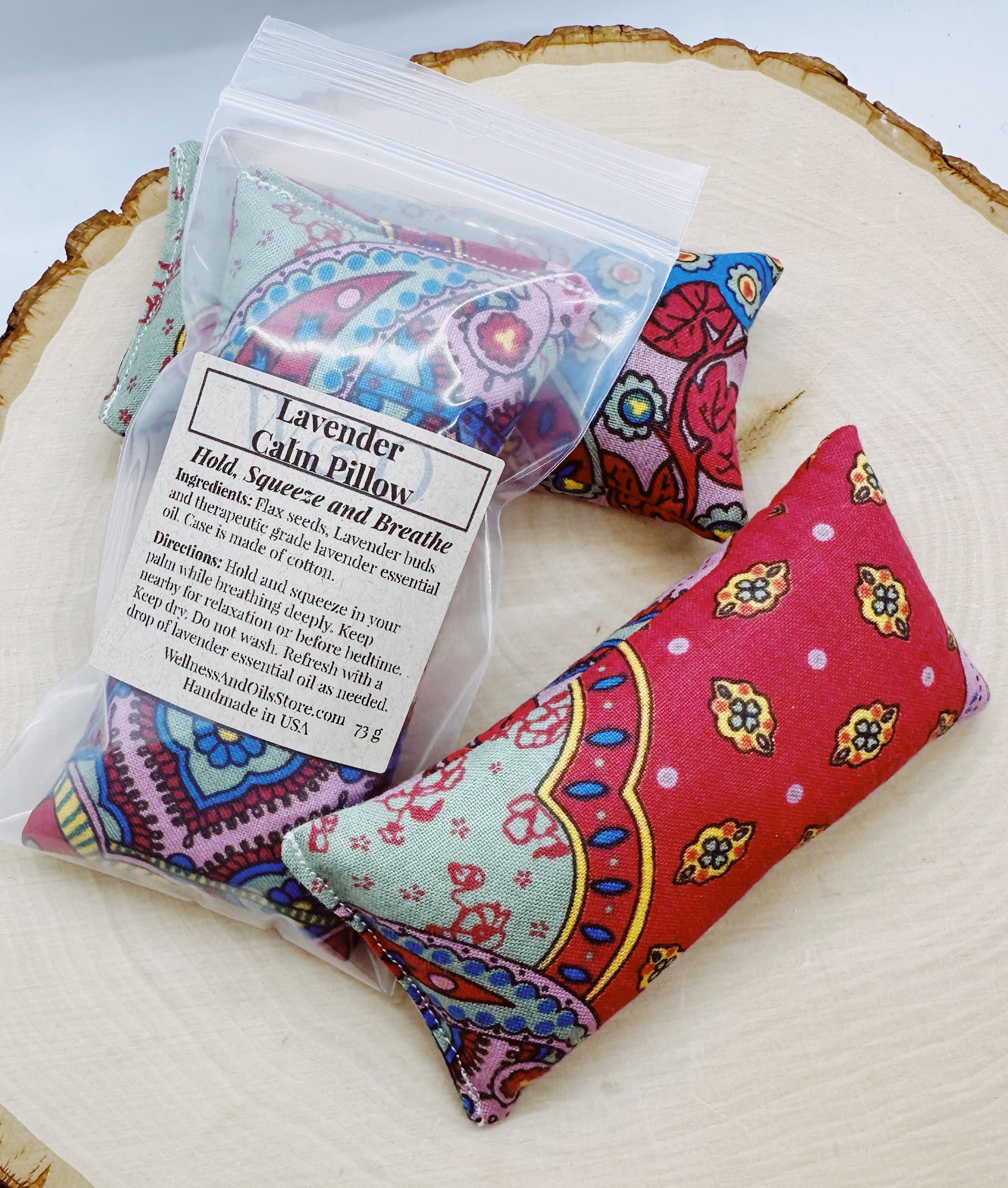 Lavender Calm Pillow, Self Care Stress Relief Gift, Handmade Weighted Aromatherapy Pillow, Calming Comfort Pad for Restless Hands and Wrist