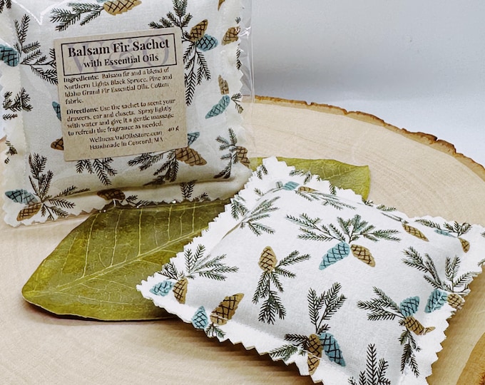 Balsam Fir Sachet: Essential Oils, Natural Freshener, 4x4 Pillow