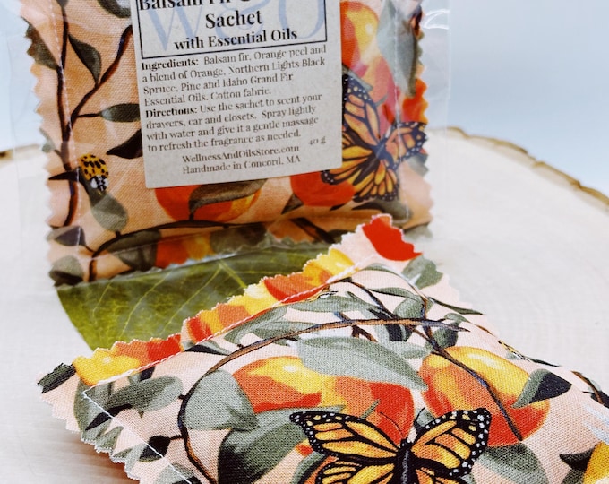 Handmade Balsam Fir & Orange Essential Oil Sachet: Natural Aroma