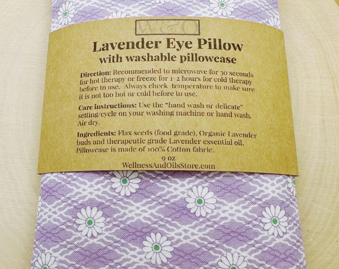 Handmade Lavender Eye Pillow: Weighted Flax Seed, Washable Cotton Cover