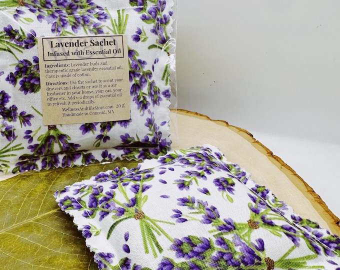 Handmade Lavender Sachet Infused with Essential Oils for Fresh Closets & Drawers White