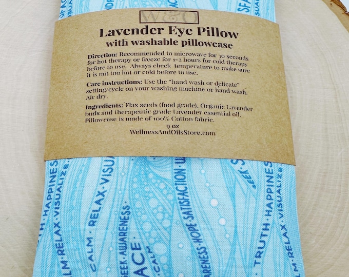 Handmade Lavender Eye Pillow: Weighted Cotton, Headache & Stress Relief, Be Mindful Blue
