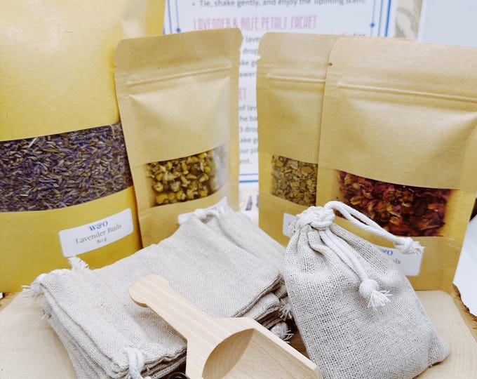DIY Botanical Sachet Kit: Lavender, Rose, Chamomile Sleep Blend