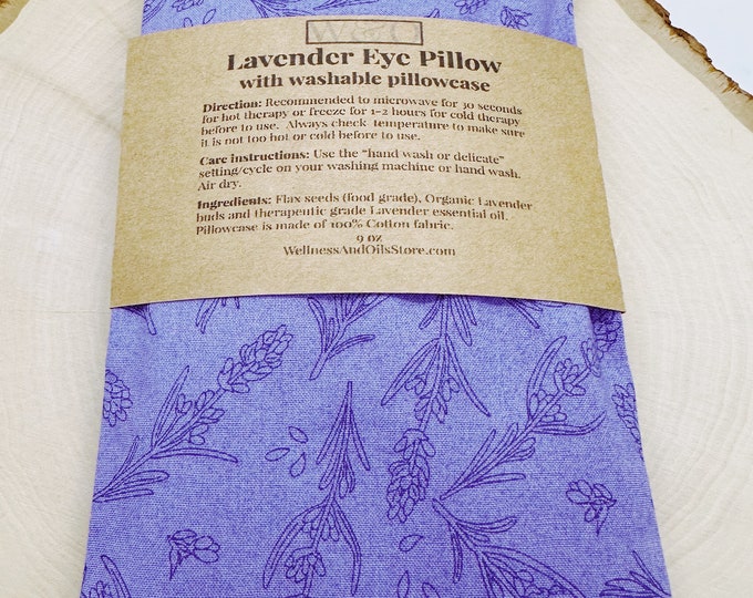 Handmade Weighted Lavender Eye Pillow for Yoga, Headache Relief, Washable Cover, Lavender field purple