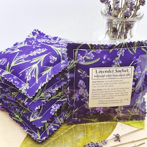 Handmade Lavender Sachet infused with Essential Oils - Purple Lavender Blessings
