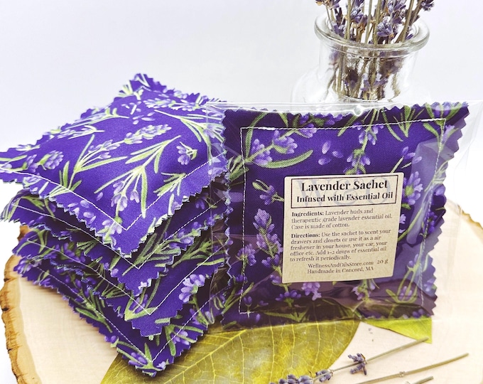 Handmade Lavender Sachet infused with Essential Oils - Purple Lavender Blessings