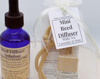 Car Reed Diffuser: essentiële oliën van lavendel, witte thee en munt - aromatherapie
