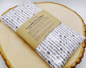 Almofada para os olhos artesanal com peso e aroma natural de lavanda, ideal para ioga e alívio de dores de cabeça. Capa lavável. Inspiração de lavanda.
