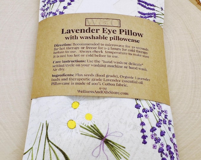 Handmade Lavender Eye Pillow: Weighted Flax Seed, Washable Cotton Cover