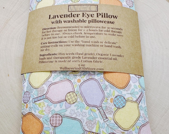 Pickleball Garden Lavender Eye Pillow: Weighted Cotton Comfort, Washable