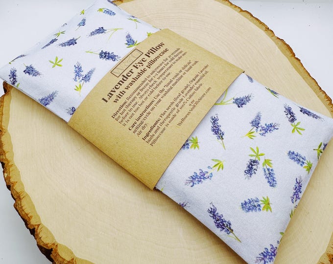 Handmade Lavender Eye Pillow: Weighted Cotton, Headache & Stress Relief, Light bleu lavender