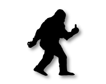Bigfoot flipping the bird Vinyl Cut  Decal