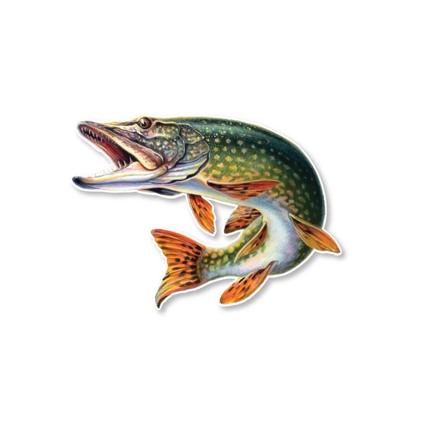 Pike jumping vinyl sticker/decal