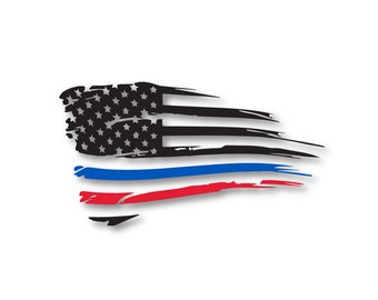 Distressed American Flag Blue & Red Lives Matter Vinyl Cut Decal