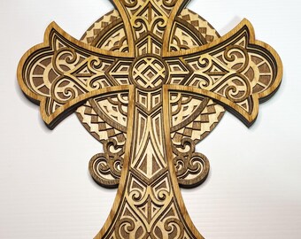 Layered Wooden Christian Cross