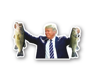 Trump holding Bass Fishing Sticker