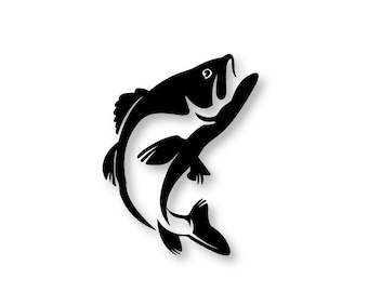 Jumping Largemouth Bass Vinyl Cut  Decal 12" H