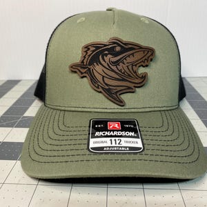 Walleye Fishing, leather Patch Hat,Richardson