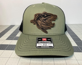 Walleye Fishing, leather Patch Hat,Richardson