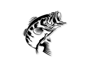 Jumping Largemouth Bass 2 Vinyl Cut  Decal 8x8