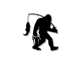 Bigfoot Fishing Vinyl Cut  Decal
