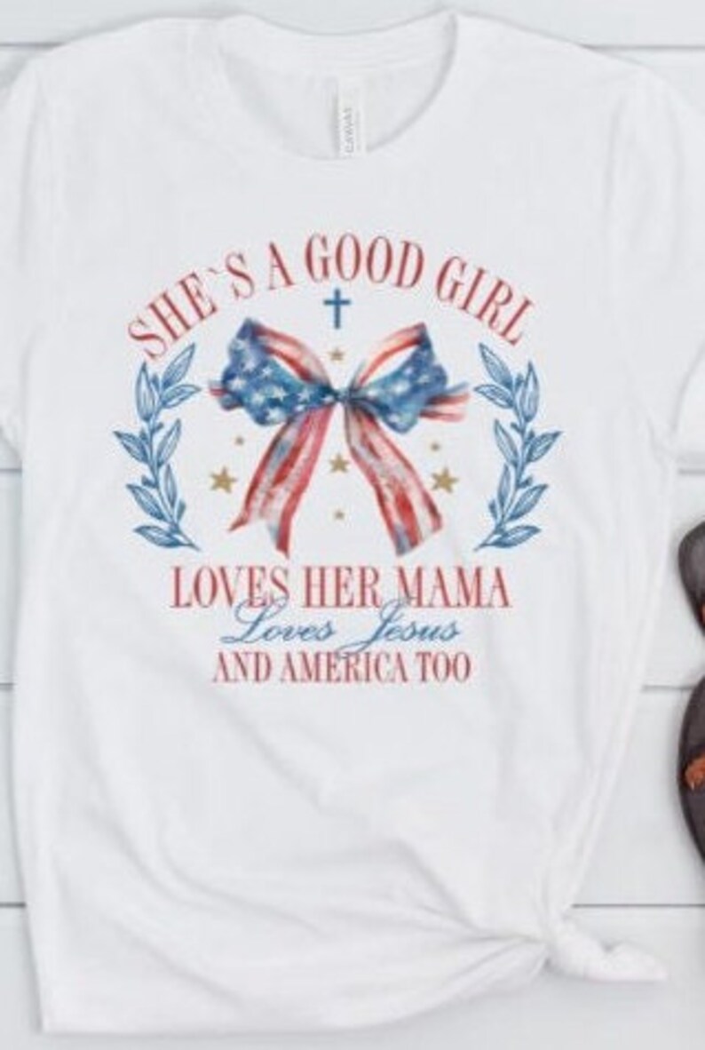 She Loves Jesus And America Women's Patriotic T-Shirt - 4th Of July American Flag Tee (White, XX-Large)
