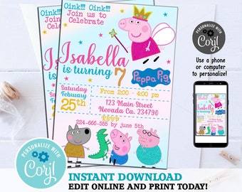 Peppa Pig Invitation Instant Download Etsy