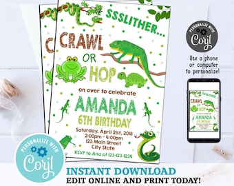 Reptile Invitation Etsy