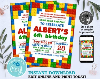 Lego Invitation Etsy