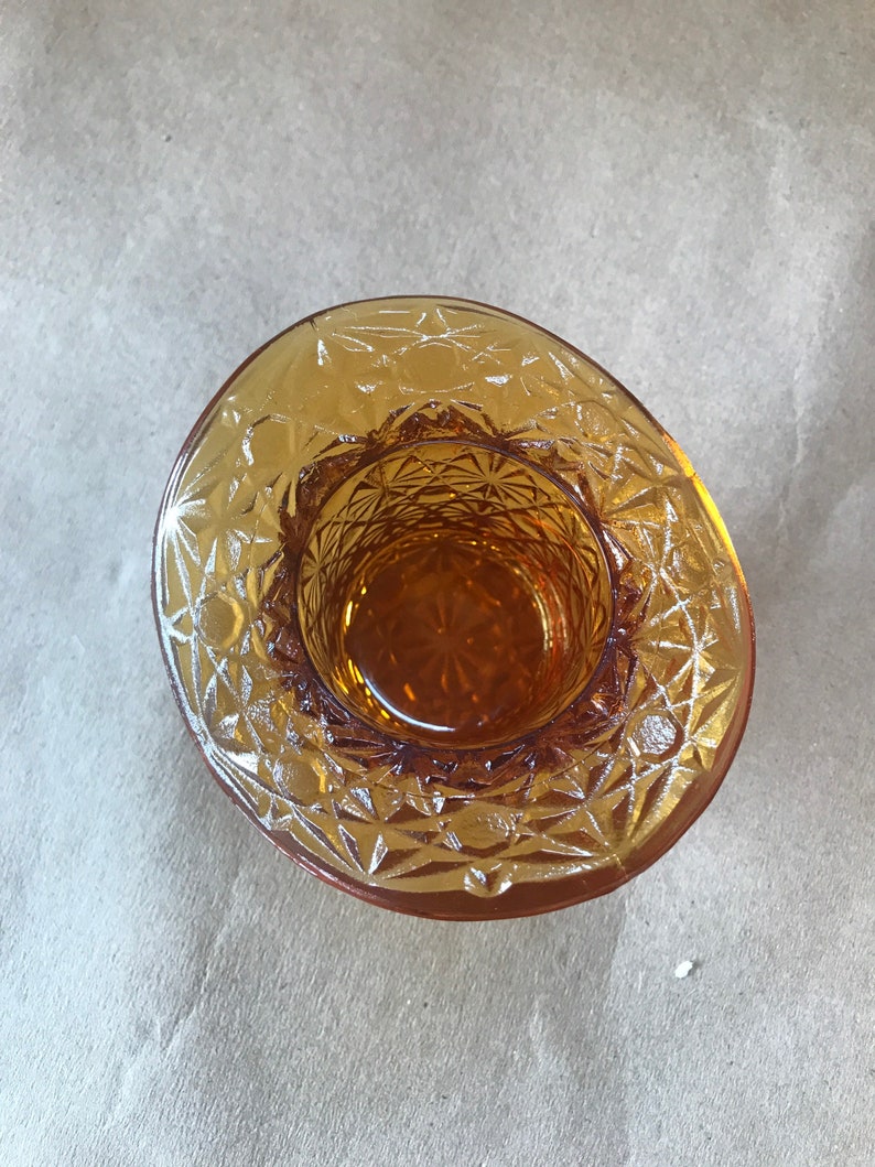 Daisy and Button Design Vintage Fenton Amber Glass Top Hat