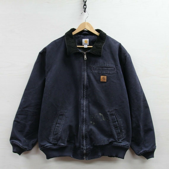 Carhartt Canvas Bomber Work Jacket Size 2XL Navy B